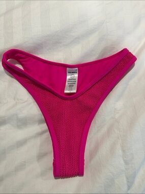 Good American Vibrant Fuchsia Textured Bikini Bottom